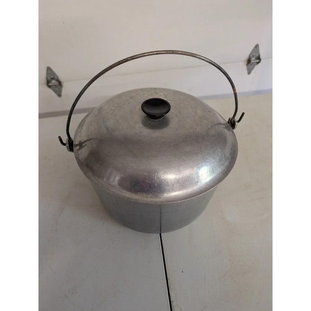 Vintage Cast Aluminum Household Institute 10 Qt Stock Pot Dutch Oven W Lid